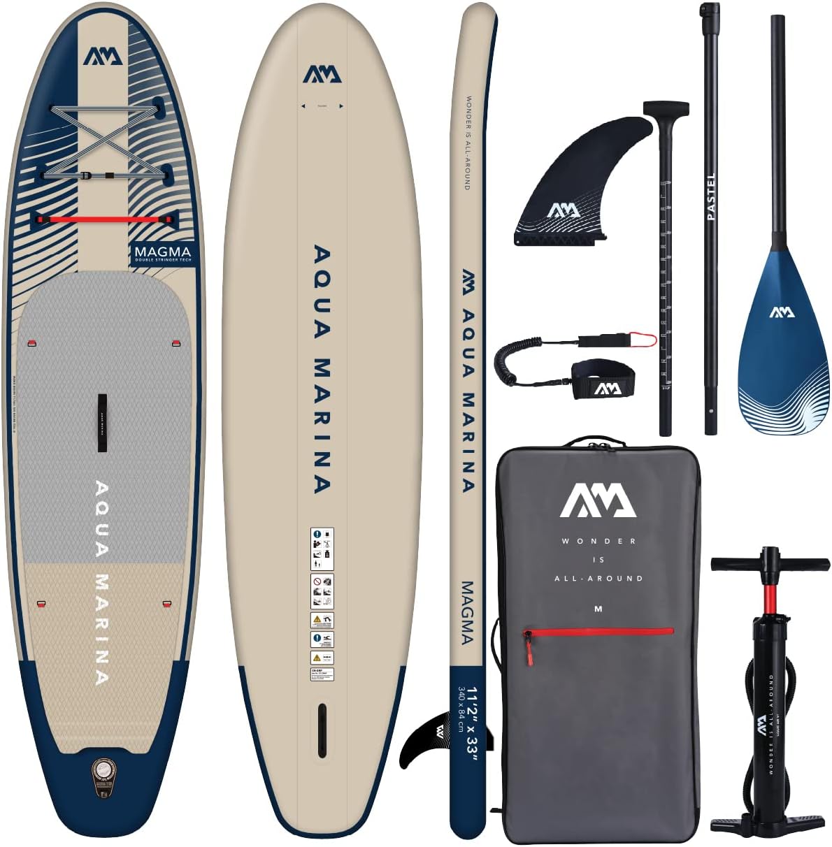 Stand Up Paddle Board 340 cm - aufblasbares iSUP aus PVC - Earth Wave Creme für Freizeit und Wassersport - 10,5 kg transportierbare Konstruktion