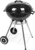 18 Zoll Holzkohle Kugelgrill mit Rädern - Grillrost aus beschichtetem Stahl - Verstellbare Aluminium Luftklappen - Tragbarer BBQ Grill für Camping und Außenbereich Schwarz