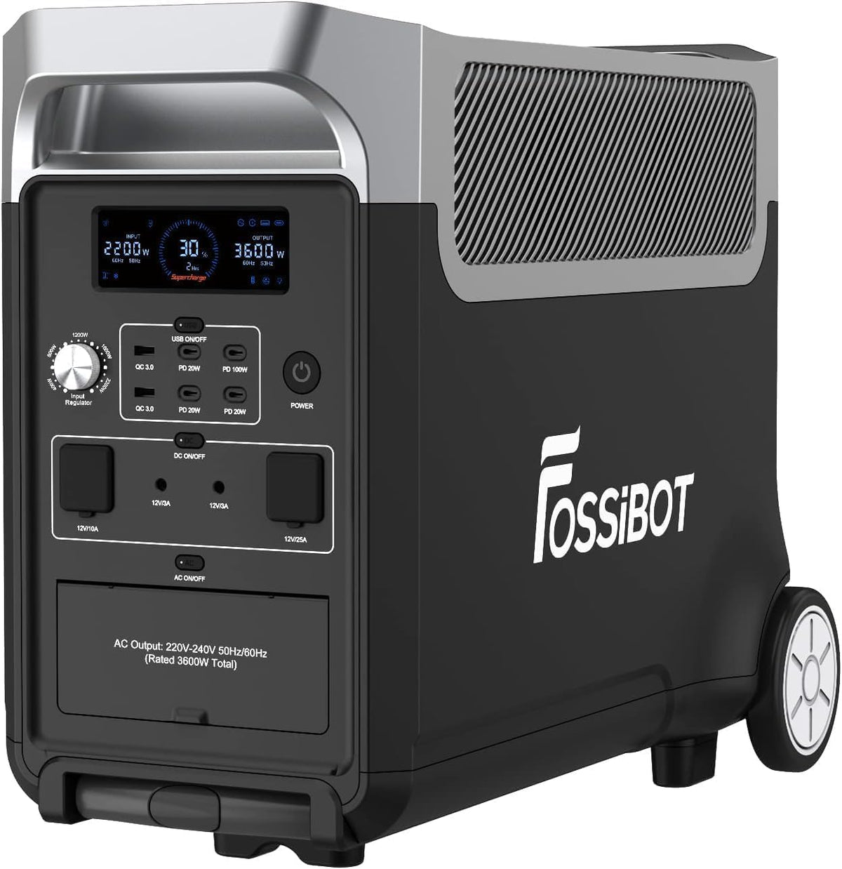 FOSSiBOT F3600 Pro Powerstation - 3840Wh LiFePO4 Solargenerator - 3600W Ausgang und 7200W Spitze - 3 AC Ausgänge 230V für Camping Reise Outdoor