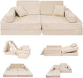 Angelove Kindersofa aus Kordsamt für 2 Kinder - Kinderpolstermöbel für Kinderzimmer - Konvertible Kindercouch ohne Montage - Beige