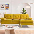Ecksofa 3 Sitzer 210 cm mit Federkern - L Form Couch mit abnehmbaren waschbaren Kissen und Rückenlehnen - Chaiselongue beidseitig montierbar - Gelb