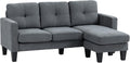 HOMCOM Ecksofa 186 x 130 x 84 cm - 3 Sitzer mit umkehrbarer Chaiselongue und Federkern - Stahlrahmen Leinenoptik - Dunkelgrau