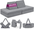 Linodino Spielsofa Kindersofa aus Schaumstoff - Oeko TEX 100 zertifizierte Softbausteine - Kindercouch und Kuschelecke für Kinderzimmer - Delfingrau