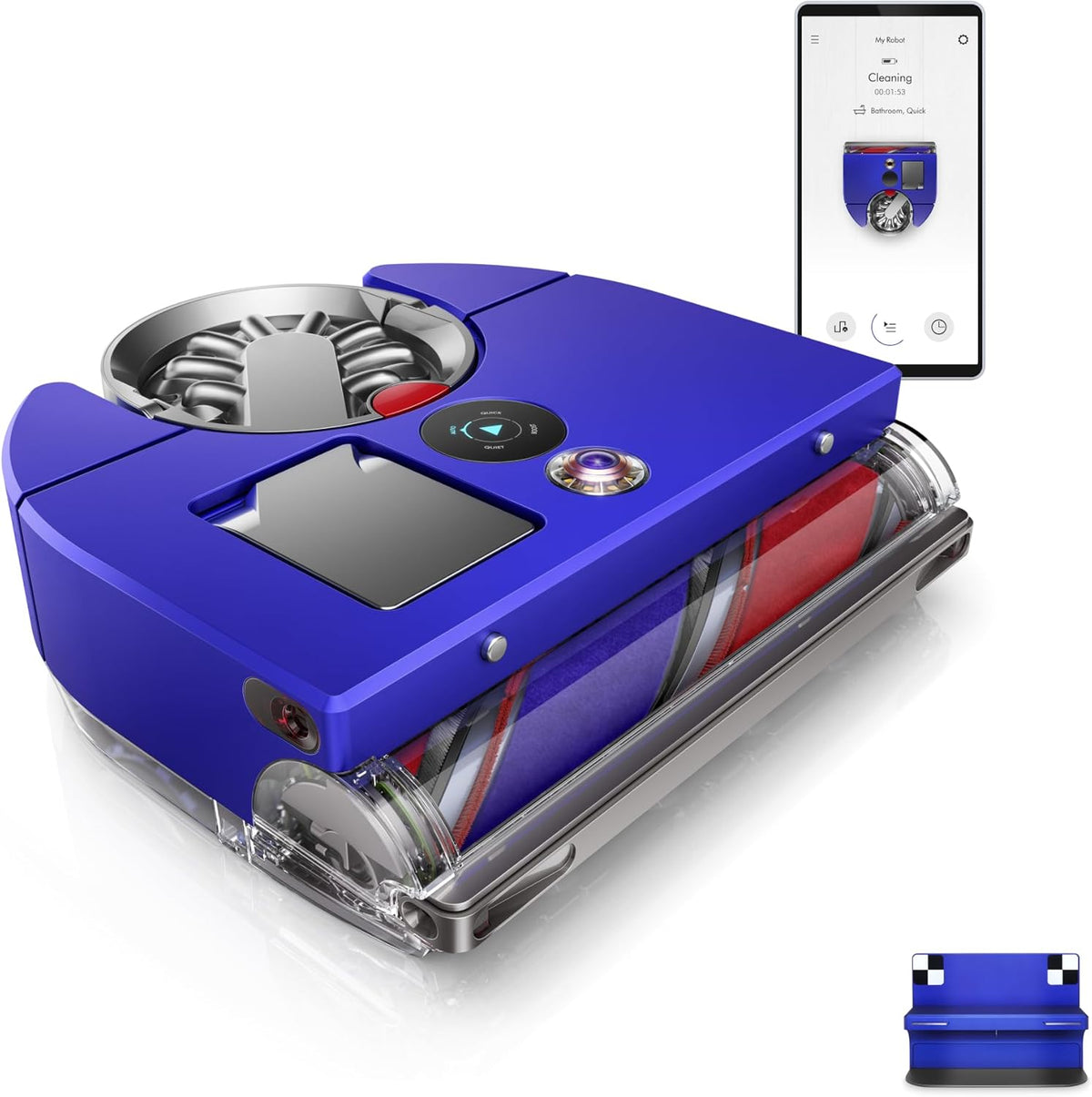 Dyson 360 Vis Nav Saugroboter - Vollbreite Bürste für verschiedene Bodenarten - Kompaktes Design 33 x 32 x 9,9 cm - Blau Nickel