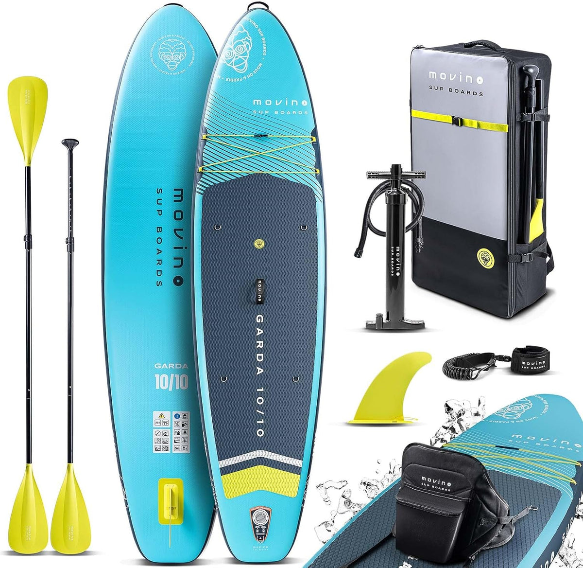 MOVINO Garda Allround SUP Board 330 x 81 x 15 cm - 2 in 1 Aufblasbares Stand Up Paddle Board Set mit Zubehör