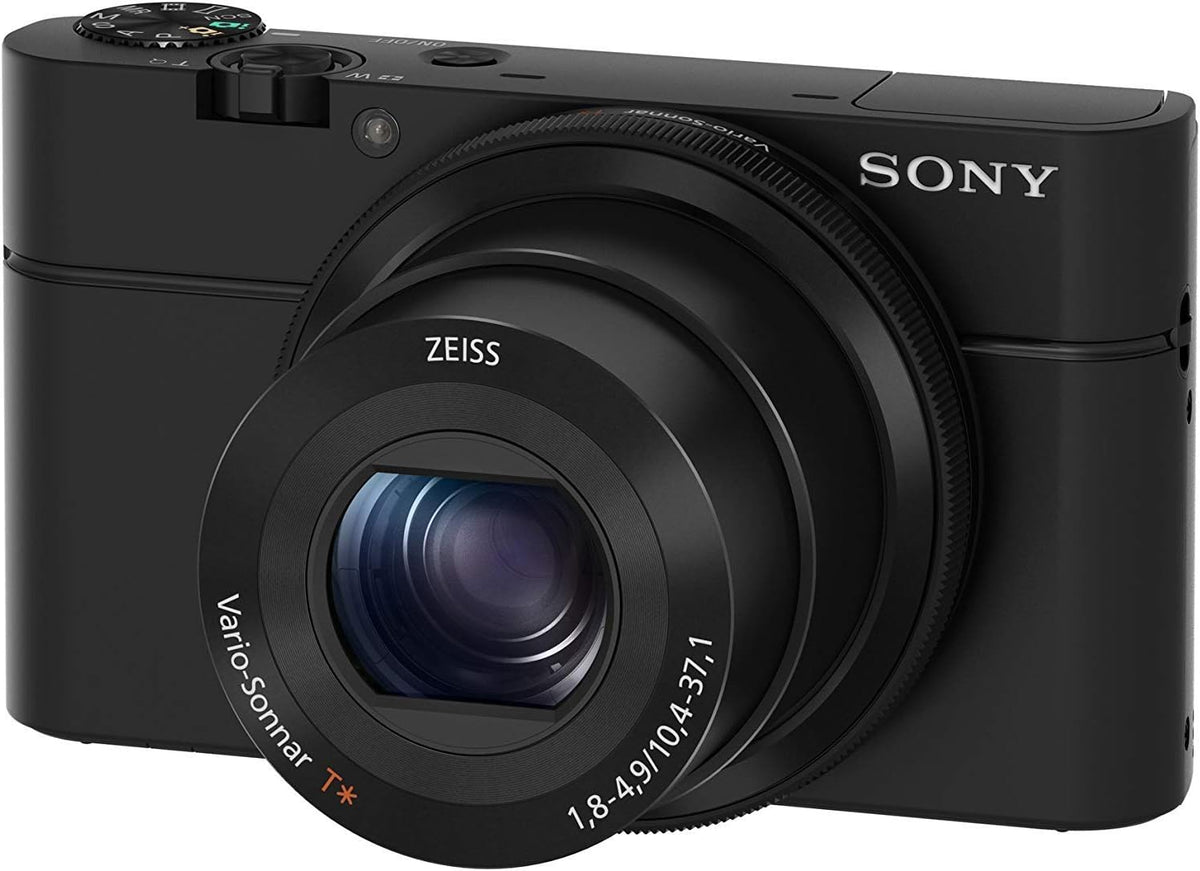 Sony DSC RX100 Premium Kompaktkamera 20,2 MP - 1 Zoll CMOS Sensor - Zeiss 28 bis 100 mm F1.8 bis F4.9 Objektiv - 3,6 fach Zoom Schwarz