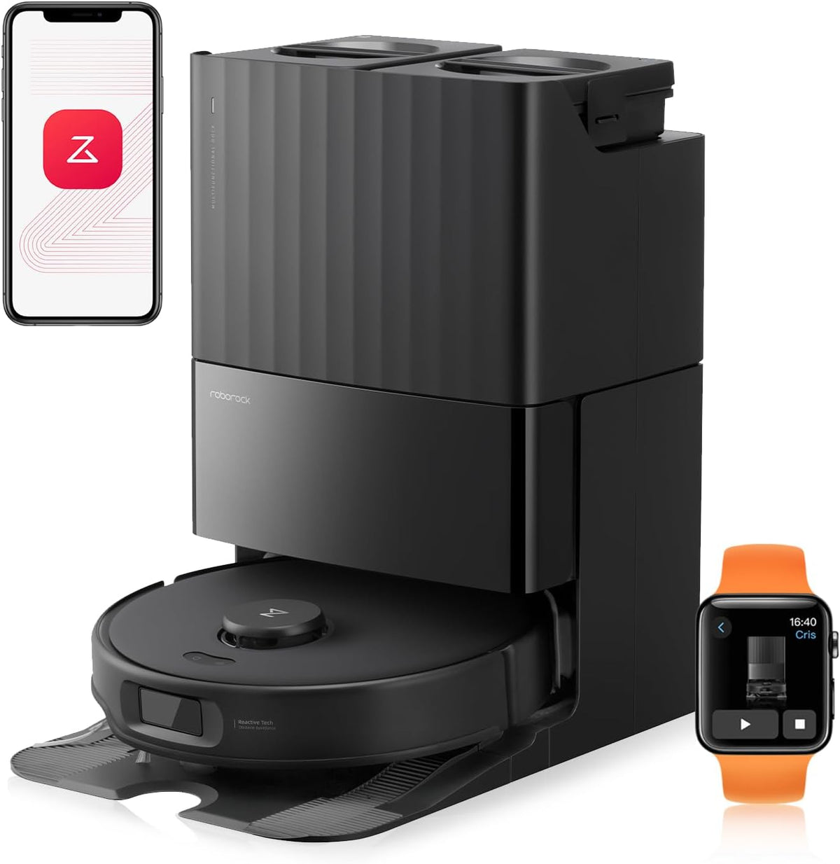 roborock Qrevo Edge S5A Saugroboter mit Wischfunktion - 18500 Pa Saugleistung - FlexiArm Kantenreinigung Schwarz