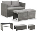 Juskys Jamaika Polyrattan Gartenmöbel Set 4 teilig - Lounge Sofa Tisch und Sitzgruppe - Outdoor Balkonmöbel für Garten und Terrasse - Grau meliert