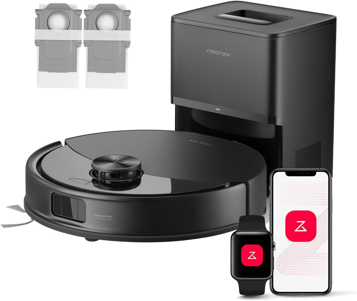 Roborock Q10 S5 Set Saugroboter 10000 Pa - HyperForce Saugkraft für Tierhaare - Dual Anti Tangle System - Automatisch anhebbare Wischfunktion Schwarz
