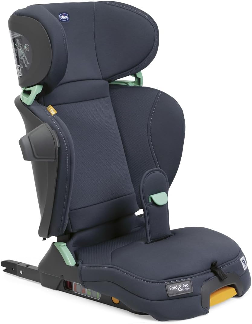 Chicco Fold and Go i Size Kindersitz - 15 bis 36 kg Gruppe 2 3 - Faltbarer ISOFIX Autositz mit Seitenschutz Blau