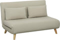 HOMCOM Schlafsofa 3 in 1 - 130 x 78 x 79 cm für 2 Personen - Beige Samtoptik mit Lendenkissen - Klappbar mit verstellbarer Rückenlehne