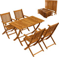 Casaria Gartenmöbel Set 5 teilig klappbar - Akazienholz Tisch 120 x 70 cm und 4 Stühle - Sitzgruppe für 4 Personen - Braun