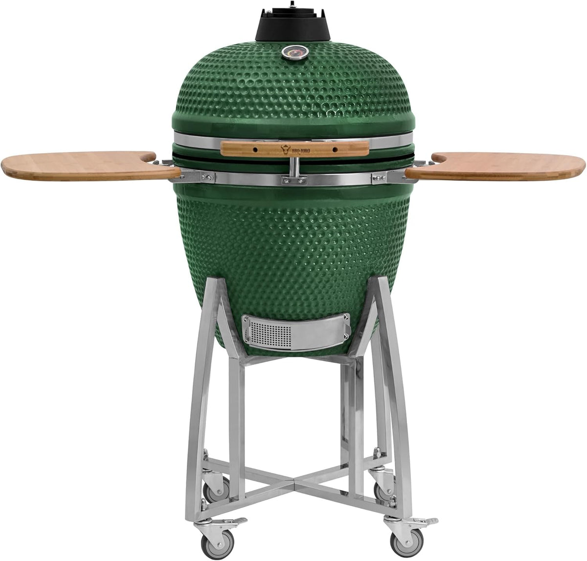 BBQ Toro Kamado Grill Kuro Holzkohlegrill - Keramikgrill mit 52 cm Durchmesser - Thermometer und Bambusablage Grün