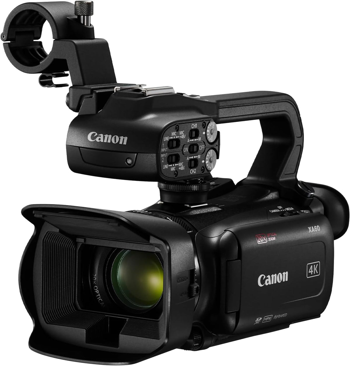 Canon XA60 4K UHD Camcorder - 20 fach Zoom mit Autofokus - 5 Achsen Bildstabilisierung und 3,5 Zoll LC Display - HDMI UVC Streaming Schwarz