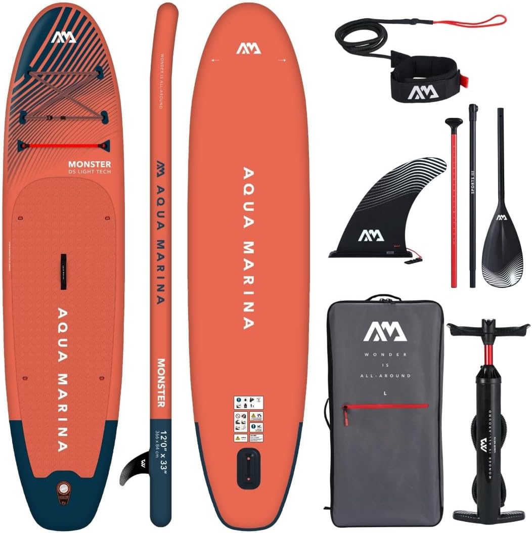 Aqua Marina Monster iSUP Aufblasbares SUP Board Paket - 366 cm Länge - Stand Up Paddle Board für Wassersport