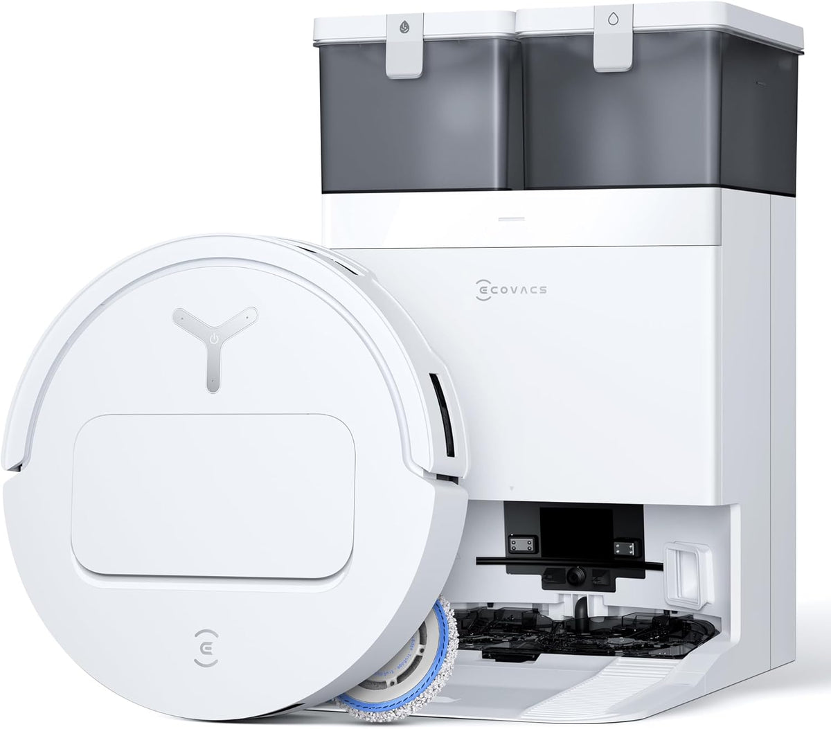 ECOVACS DEEBOT T50 PRO OMNI Gen2 Saugroboter 21000 Pa - Wischfunktion und Seitenbürste - Moppwäsche mit 75 Grad Celsius - OMNI Station Weiß