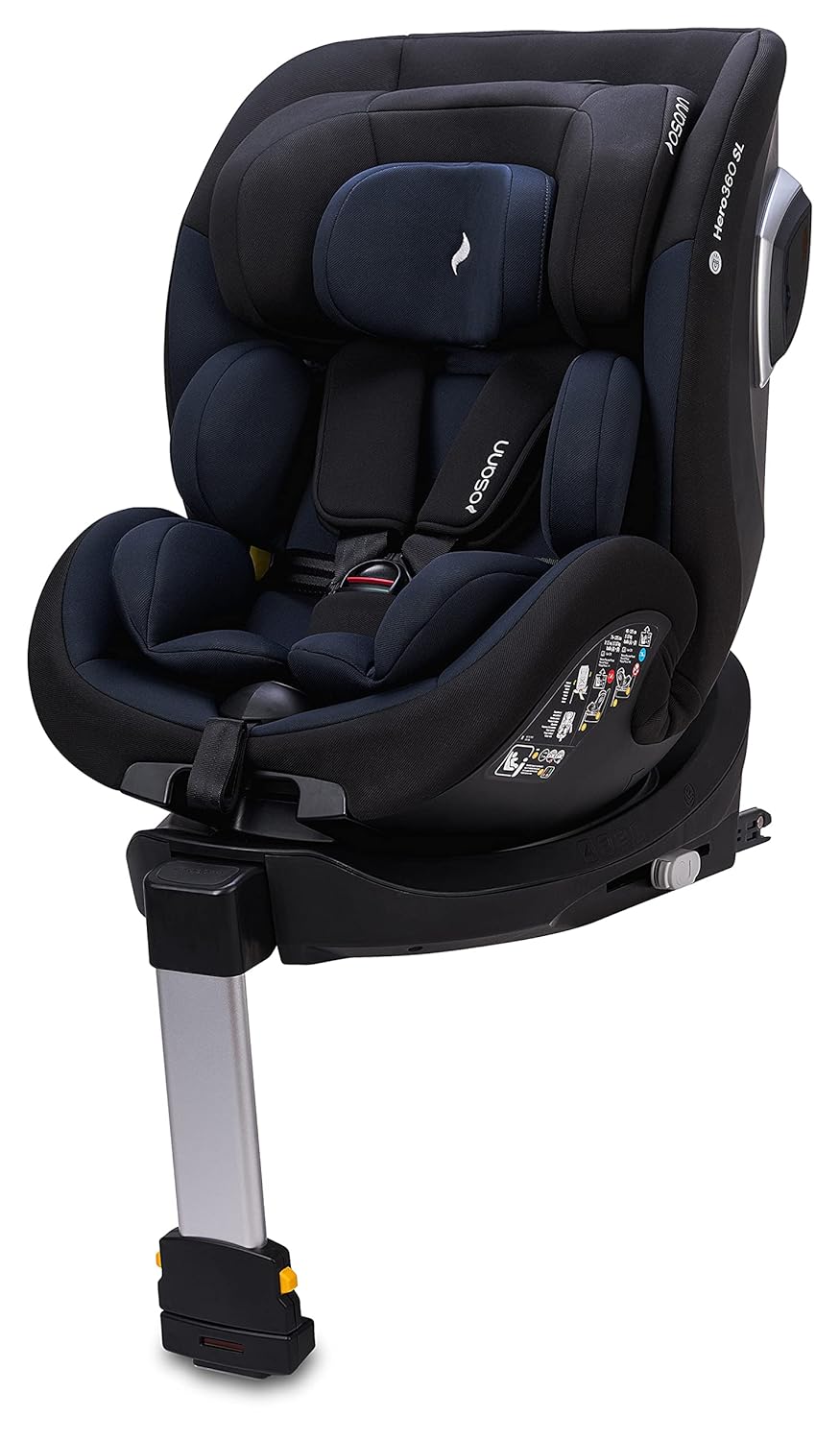 Osann Hero360 SL i Size drehbarer Reboarder Kindersitz - 40 bis 105 cm - ISOFIX Standfuß Twill Navy