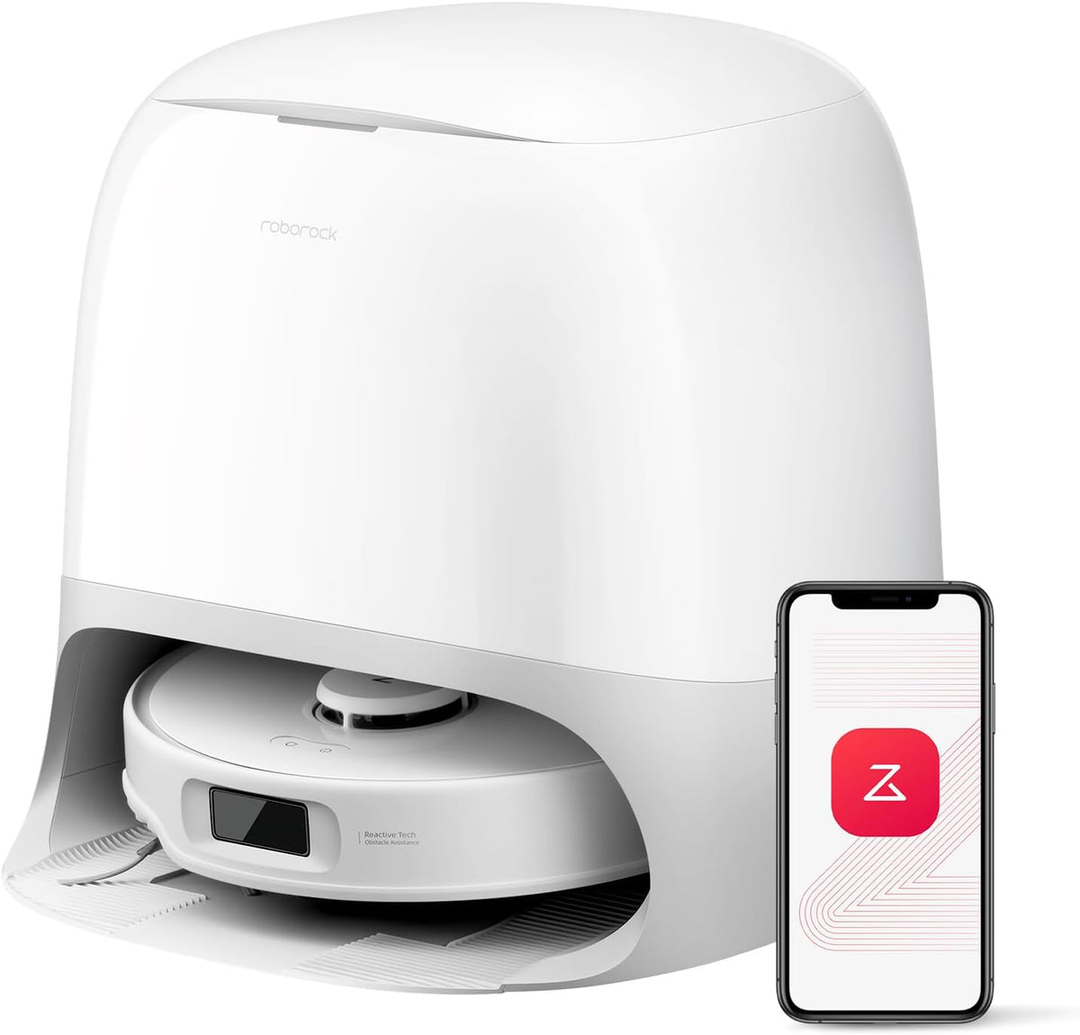 Roborock Qrevo Curv S5X Saugroboter 18500 Pa - Dual Anti Tangle System - Moppwäsche mit 75 Grad Celsius - Schmutzerkennung und Absaugstation Weiß