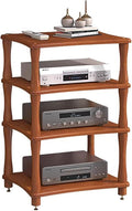 HDYZJQ Plattenspielerständer 4 Ebenen - Stereo Schrank aus Holz mit Eckregal - Organizer für Audiogeräte TV Box und WLAN Router - Ohne Montage