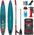 WOWSEA Swift SUP Board - Aufblasbares Stand Up Paddle aus PVC - Für Rennen Reisen und Freizeit - Action Kamera Halterung und stabile Konstruktion Grün