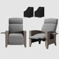 Polyrattan Gartensessel 2er Set mit Liegefunktion - Verstellbare Relaxsessel mit Tisch und Abdeckung - Metall Rattan für Garten Terrasse - Aprikose Grau