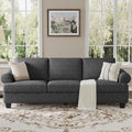 231 cm 3 Sitzer Sofa - Graue Leinenstoff Couch mit tiefem Sitz - Lawson Armlehnen und gepolsterte Kissen - Mid Century Sofa für Wohnzimmer Wohnung
