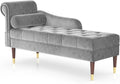 Vesgantti Velvet Chaiselongue - Graues Lounge Sofa mit linker Armlehne - Samt Recamiere mit Lendenkissen - 149,5 x 54 x 76 cm für Wohnzimmer Büro