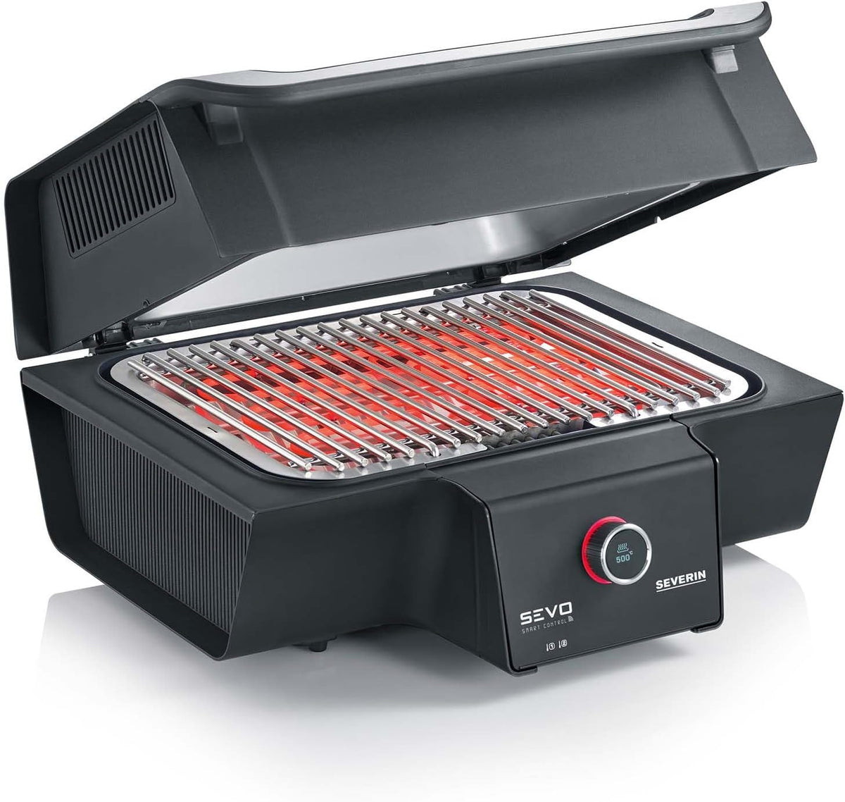 SEVERIN SEVO SMART CONTROL GT Elektrogrill mit App Steuerung - 3000 W bis 500 Grad C - OLED Display Edelstahl Schwarz