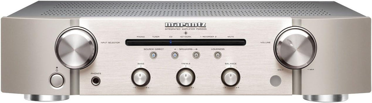 Marantz PM6005 Stereo Verstärker 2 x 60 Watt - Integrierter DAC Modus für digitale Audioquellen - HiFi Verstärker mit 5 Kanälen - Silbergold