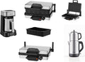 Roland Germany Multigrill Granit 4 in 1 Set 2000 W - Kontaktgrill mit Kasserolle - Teekocher und Mokkamaschine - Edelstahl Küchenset mit Deckel