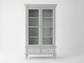 Vitrinen Glasschrank Holz und Glas 100x42x180 cm - Hellgrau-Transparent - klassische Vitrine mit 2 Türen und 2 Schubladen