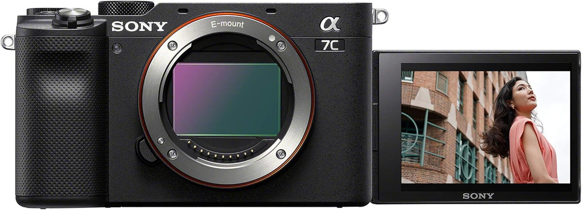 Sony Alpha 7C Vollformatkamera - 24,2 MP CMOS Sensor mit Sony E Mount - Echtzeit Autofokus und Bildstabilisierung - Schwarzer Body mit 3 Zoll Touch Display