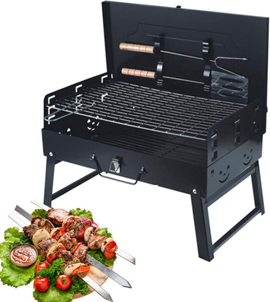 Klappbarer Edelstahl Holzkohlegrill - Tragbarer Camping Grill mit Tragegriff - Outdoor Grill für 5 Personen
