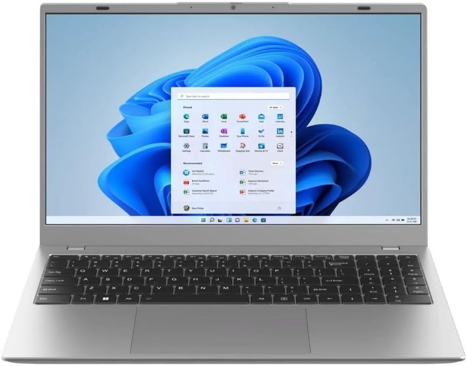 15,6 Zoll Full HD Laptop mit Office 2024 Pro - Intel Celeron N5095 bis 2,9 GHz - 16 GB DDR4 und 512 GB SSD Intel UHD - Windows 11 Pro QWERTZ HDMI Webcam WLAN