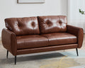 GRAVFORCE Präguno 2 Sitzer Sofa 154 x 71 x 78 cm - Kunstleder Couch mit 51 cm Sitztiefe - für Wohnzimmer Büro Gästezimmer - Braun