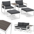 Juskys Gartenmöbel Sofa Set Bari - 5 teilig mit Tisch und Polstern - Metall Lounge für Balkon Garten Terrasse - Grau modernes Outdoor Möbel Set