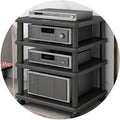 MollyYou HiFi Audio Rack 4 Ebenen - MDF Audioschrank für DAC Verstärker und HiFi Komponenten - 40 x 35 x 45 cm - Schwarzes Audio Komponenten Rack