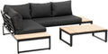 greemotion Rio Lounge Set Aluminium und Akazienholz - FSC 100 zertifiziertes Gartenmöbel Set - Moderne Outdoor Sitzgruppe - Schwarz Holzfarben Grau
