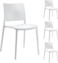 PAPATYA Joy S Gartenstuhl 4er Set - Designer Kunststoffstühle aus Polypropylen - Stapelbar bis 200 kg belastbar - Wetterfeste Balkonstühle Weiß