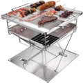 Tragbarer Holzkohlegrill aus Edelstahl - Zusammenklappbarer Tischgrill mit Grillrost und Tragetasche - Für Camping Garten und Outdoor - Wiederverwendbar und leicht zu transportieren