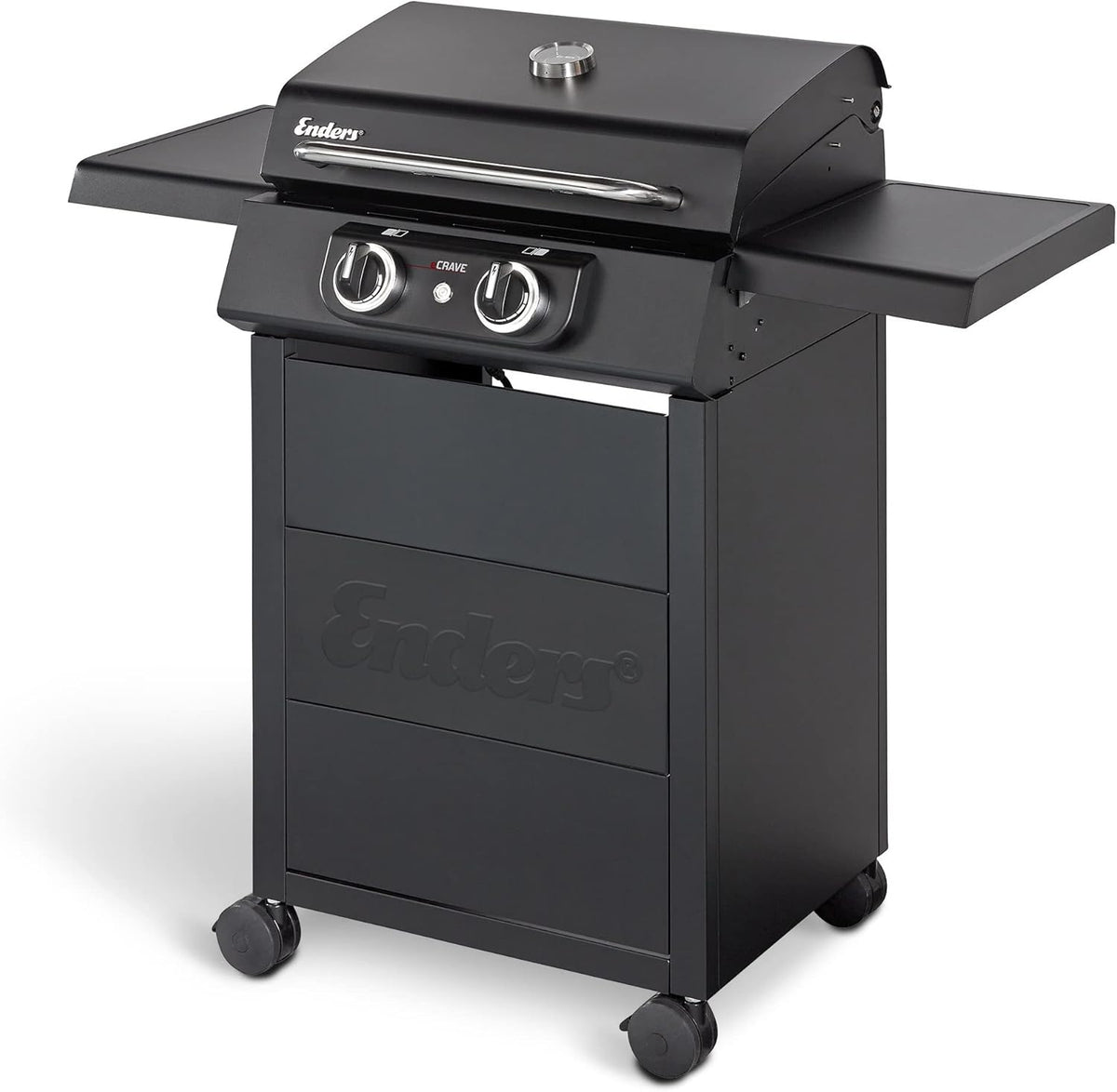 Enders eCRAVE 2 Elektrogrill - Grillwagen mit Gussrost und Stauraum - SIMPLE CLEAN Reinigungssystem mit Thermometer