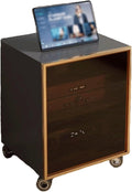 Modernes Audio Rack aus Holz 2 bis 3 Ebenen - HiFi Ständer mit Glastüren und verstellbaren Regalböden - Geräteschrank 45 x 55 x 60 cm - Für Stereo und Mediengeräte