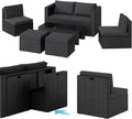 STEELSON Noctura Rattan Gartenmöbel Set 6 teilig - Outdoor Lounge mit Sofa Sessel Tisch und Hocker - Wetterfeste Sitzgruppe mit Metallgestell - Schwarz Anthrazit