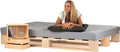 sunnypillow Palettenbett 200 x 200 cm - Massivholzbett aus Fichte Naturholz - Holzbett im Palettenmöbel Design - Modernes Bett Montage erforderlich Natur