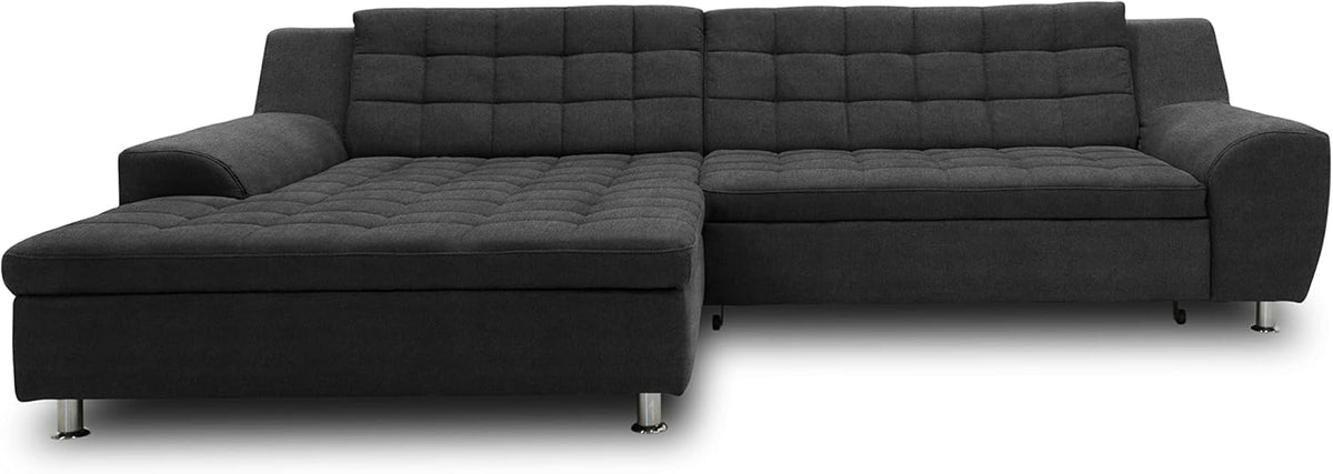 DOMO collection Merida Ecksofa mit Schlaffunktion - L Form Couch mit Bettkasten - Schlafsofa 304 x 200 x 84 cm - Dunkelgrau