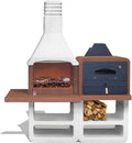 Sarom Portofino Gartengrillkamin - Holzkohle Grillkamin mit Edelstahlofen - Outdoor Grill Cappuccino Grau