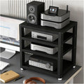 HiFi Rack 4 Ebenen aus Holz - Modulares Stereo Komponenten Regal für den Schreibtisch - Geräteschrank für Lautsprecher und Spielekonsolen - Vertikales Audio Rack