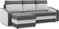 Mebligo Orion Ecksofa mit Schlaffunktion - L Form mit Bettkasten und universeller Seite - Mikrofaser Schlafcouch 231 x 140 x 85 cm - Grau Weiß