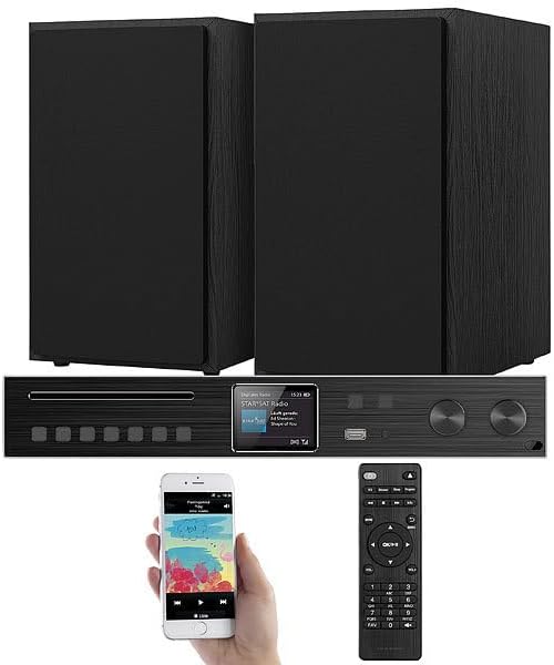 VR Radio WLAN HiFi Receiver - 240W Stereo Receiver mit Internetradio DAB und UKW - USB RCA Anschlüsse - Audioverstärker mit Lautsprecher Schwarz