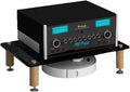Audio Rack Ständer 4 Ebenen - Gehärtetes Glas und Buchenholz - HiFi Audio Video Turm mit Fußpads - 60 x 48 x 45 cm